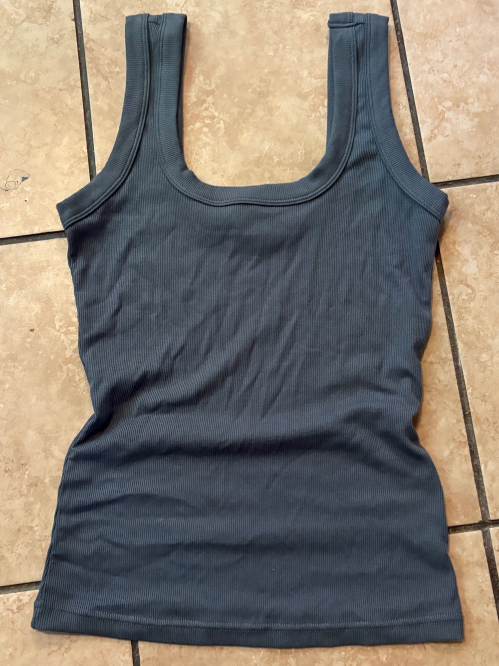 NEVER WORN- Ribbed Scoop Neck Tank Top in Slate Blue